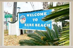 The Welcome to Kure Beach Sign in Kure Beach NC