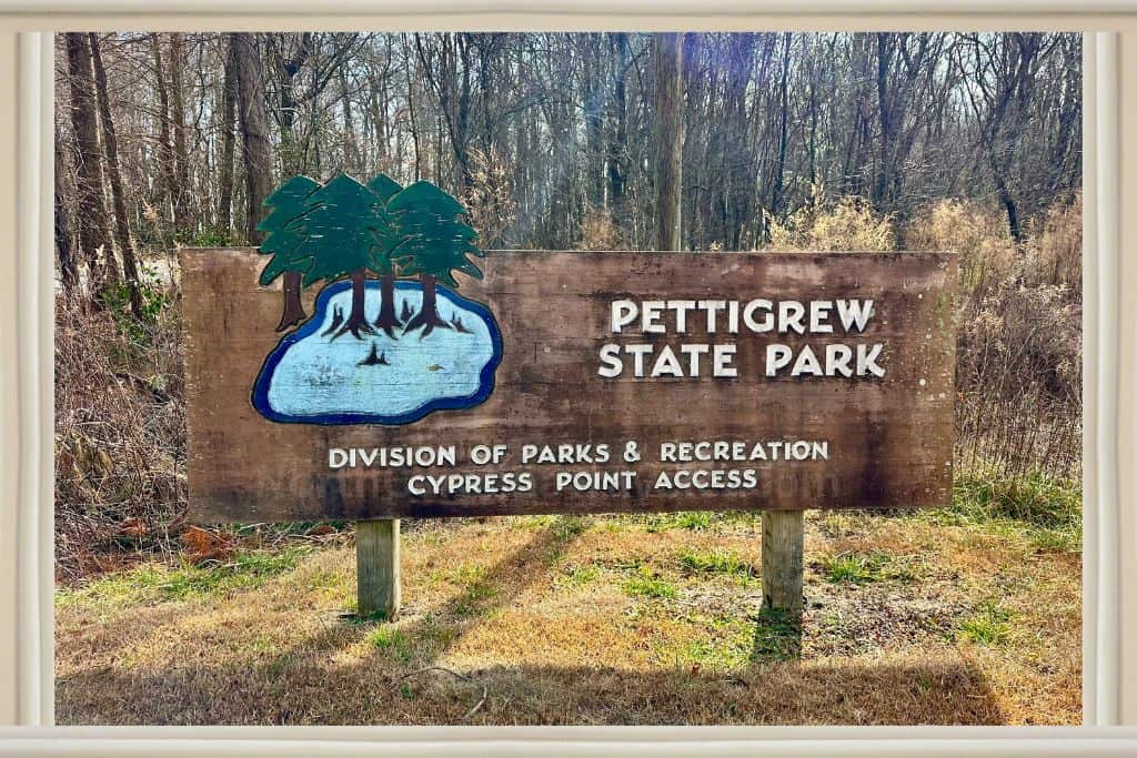 pettigrew State Park Sign Cypress point access