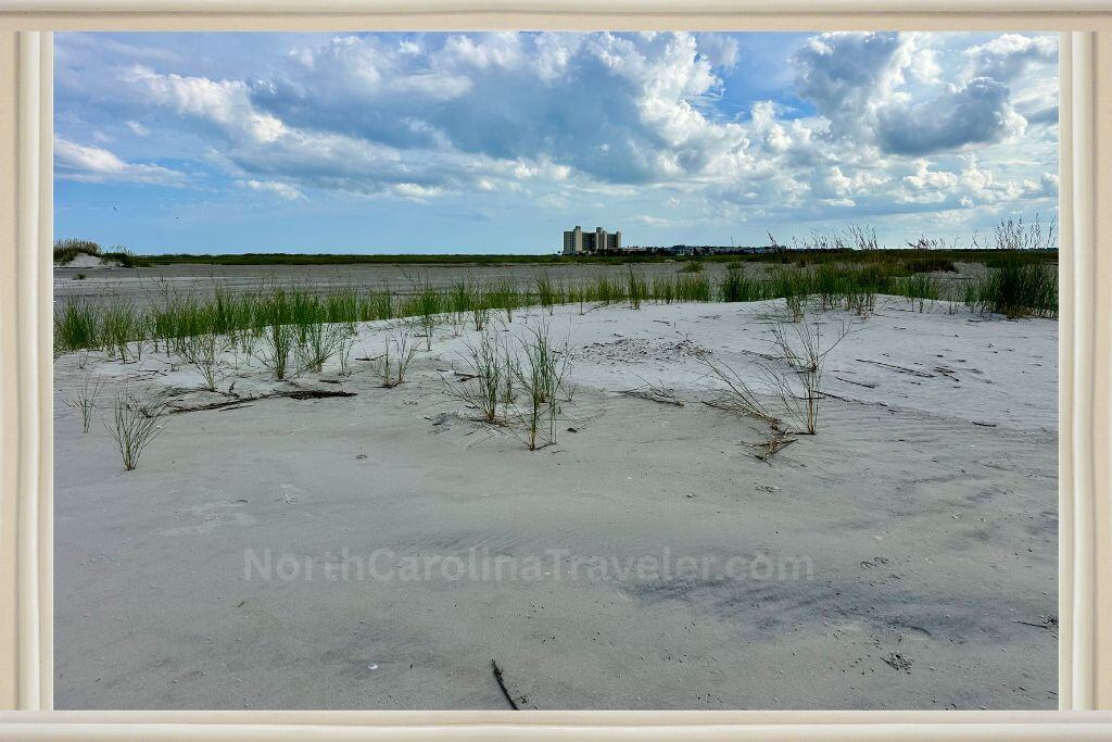 Shell Island resort seen in the distance after a long beach walk. 
Shell Island Resort Wrightville Beach NC